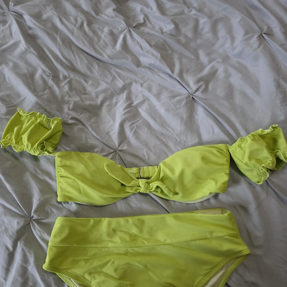 Neon Yellow Off-Shoulder Bikini Set - Picture 2 of 5
